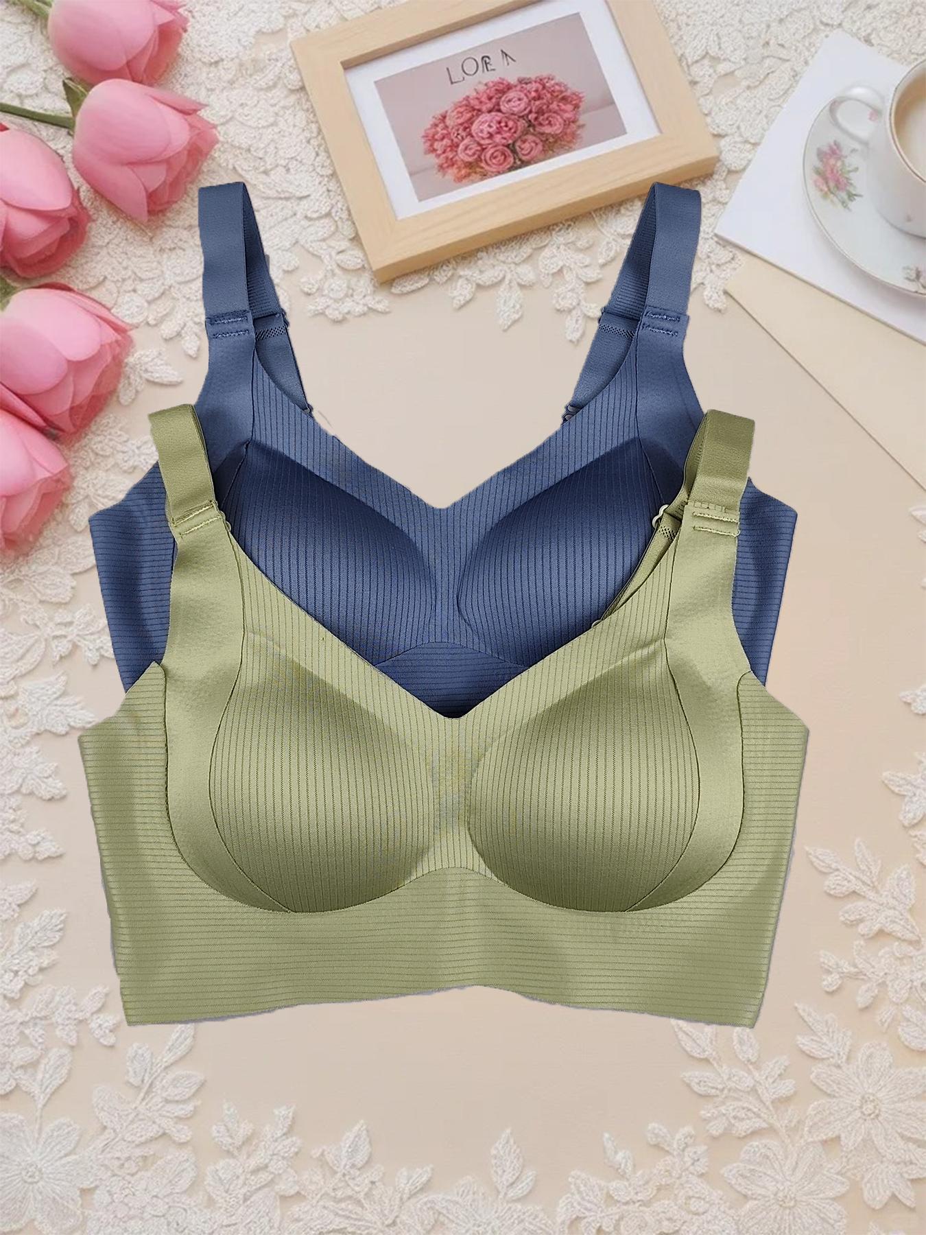 Women's Seamless Wireless Bra, Adjustable Wide Straps, Comfortable Breathable Lingerie, Medium Support, Casual All-Season Wear