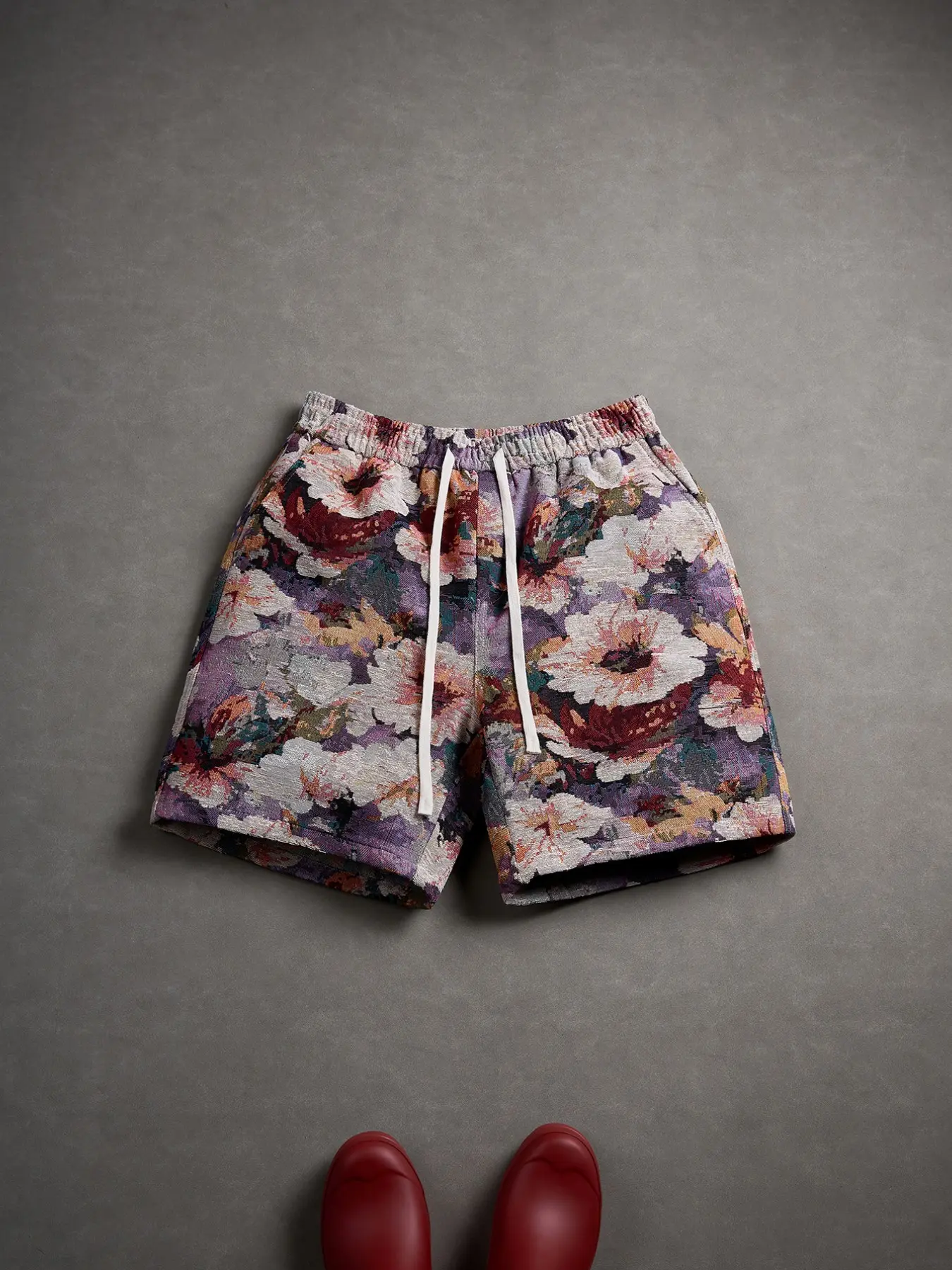 Men's Vintage Oil Painting Style Shorts, Drawstring Waist, Loose Fit, Ethnic Pattern, Summer Beach Vacation Pants, Boho Style