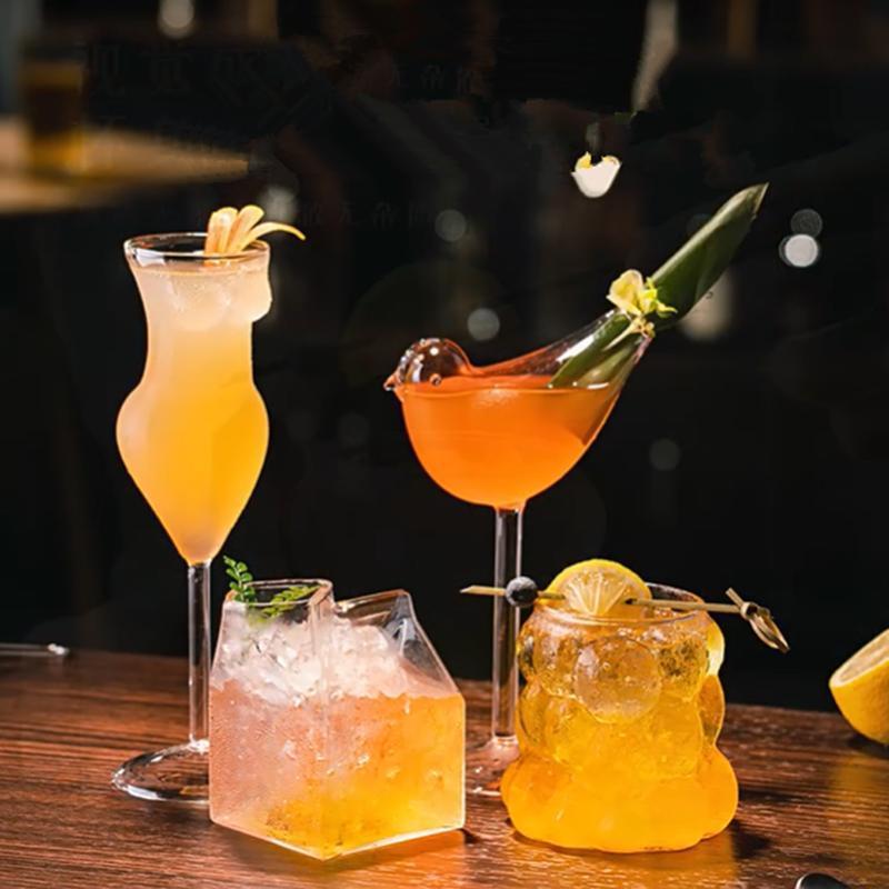 Creative Cocktail Cups Various Shapes of Glass Cup Goblet Glasses Wine Glasses Whiskey Juice Drinks Glass Coffee Mug