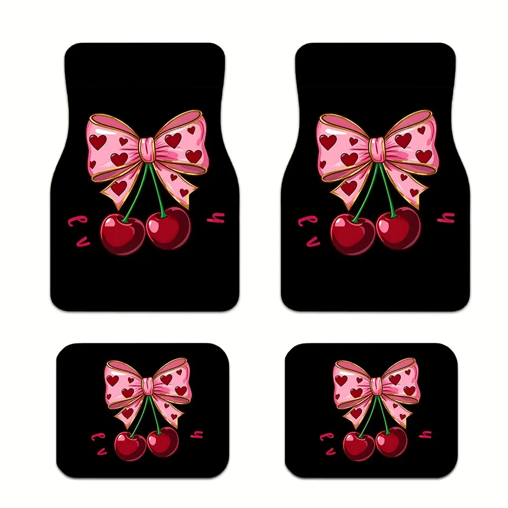 Pink Cherry 4pcs Car Floor Mat Set, Car Mats, Interior Girly Car Accessories, Gently Settle Down and Enjoy the Peaceful Journey All the Way
