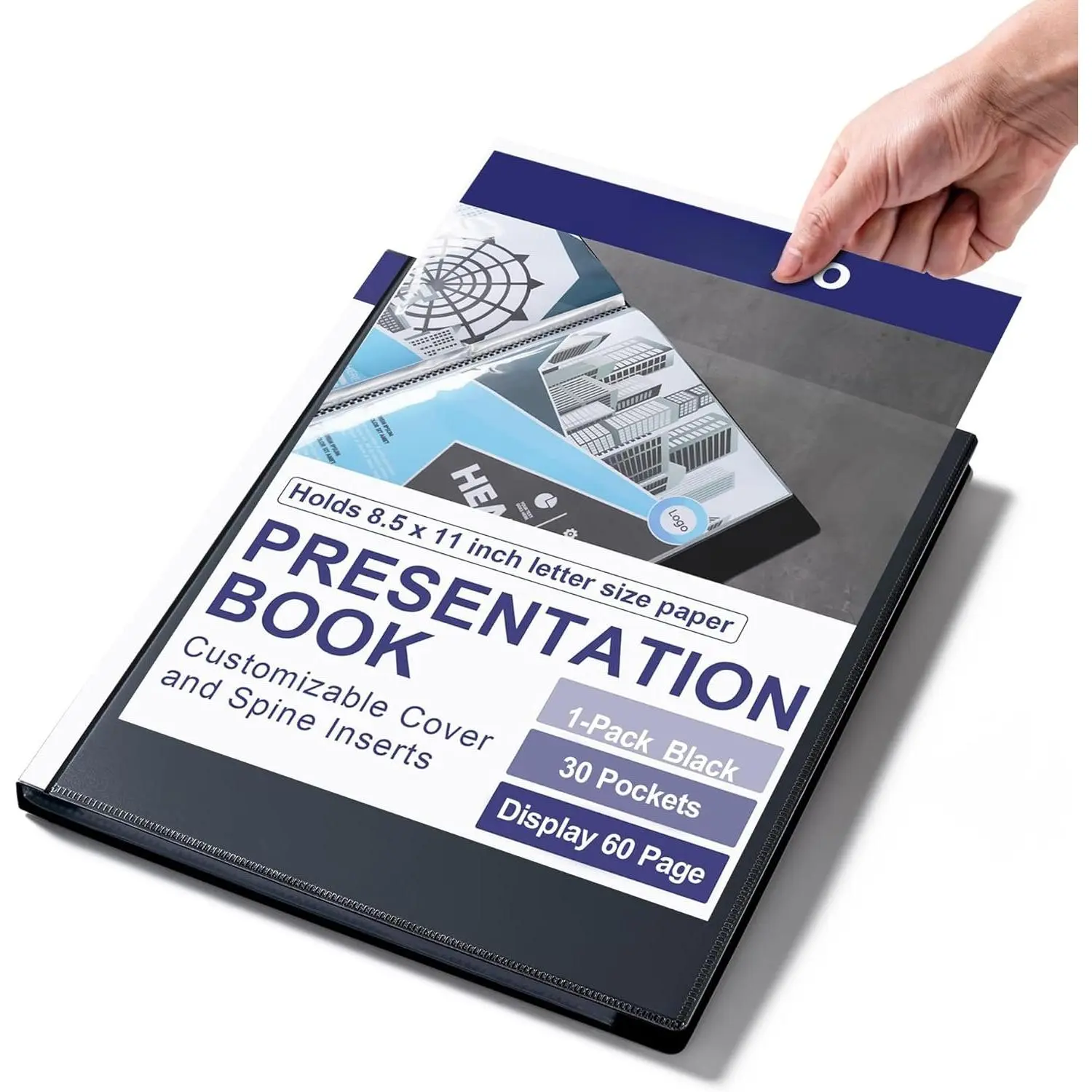 Binder with Plastic Sleeves 30-Pocket, Displays 60 Pages, 8.5"x11" | Presentation Folders with Plastic Sleeve,Customizable Cover, Storage and Organizer for Documents, ,Photos,Recipe