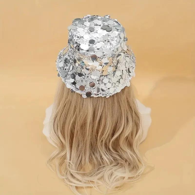 Glittering Silvery Sequin Bucket Hat Lightweight Fisherman Cap for Trendsetters - Perfect Festival & Rave Accessory