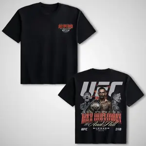 Graphic T-Shirt UFC Max Holloway UFC 318 Champion Short Sleeve Cotton Round Neck Tee Mens Apparel Casual Streetwear Boxer Sports Gym Athletic Outdoor Crewneck Shirt Shortsleeve, Unisex Camiseta Summer Verano Outfit