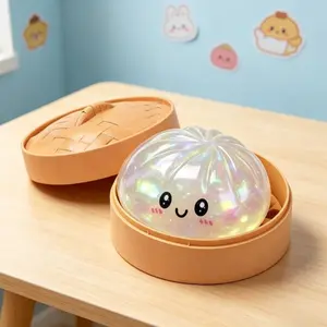 2026 New Baozi Squishy Set, 3-Piece Stress Relief Toy, Unisex Child Decoration, Halloween Christmas Gift, Steam Basket Accessories