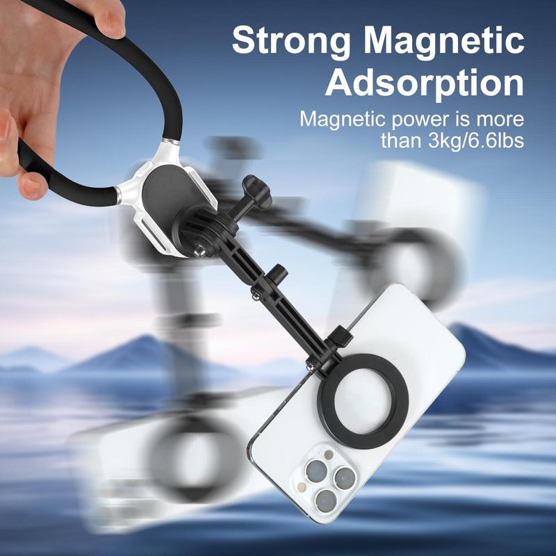 Neck Phone Holder, 1pc Adjustable Neck Mount Phone Holder, Soft Neck Band & Phone Clip, Hands-free Phone Holder for Video Blogging, Compatible with iPhone Samsung Google Pixel, Cell Phone Holder, Stand