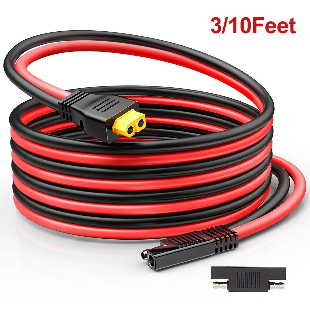 SAE to XT60 Connector Extension Cable, XT60 Female to SAE Cable with Polarity Reverse Adapter for Portable Power Station Solar Panel Generator Installation