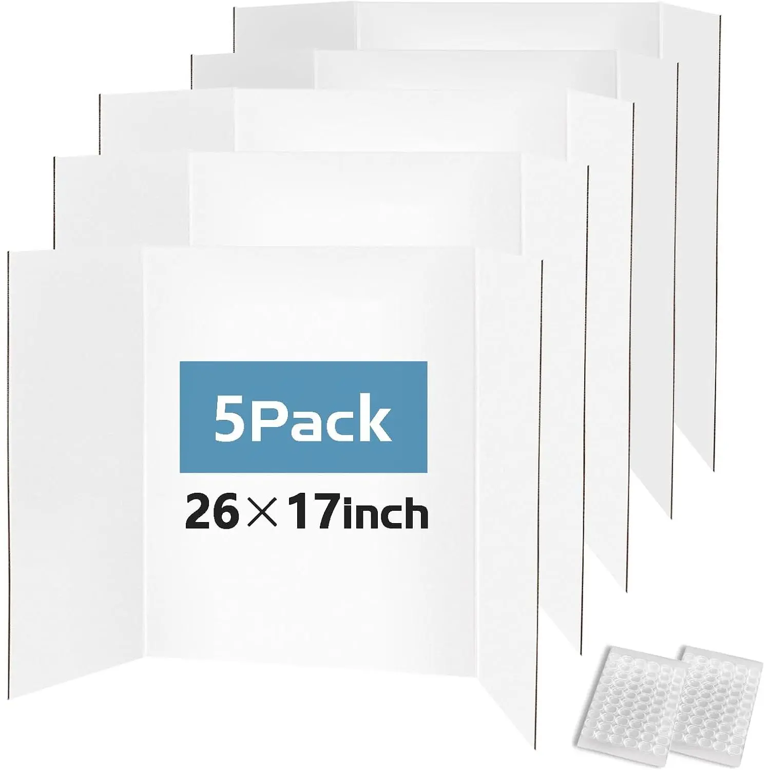 Trifold Poster Board, 5 Pack 26x17 Inch Presentation Board | Foldable Trifold Display Boards for Science Fair, School and Office Presentations, Lightweight and Easy Setup