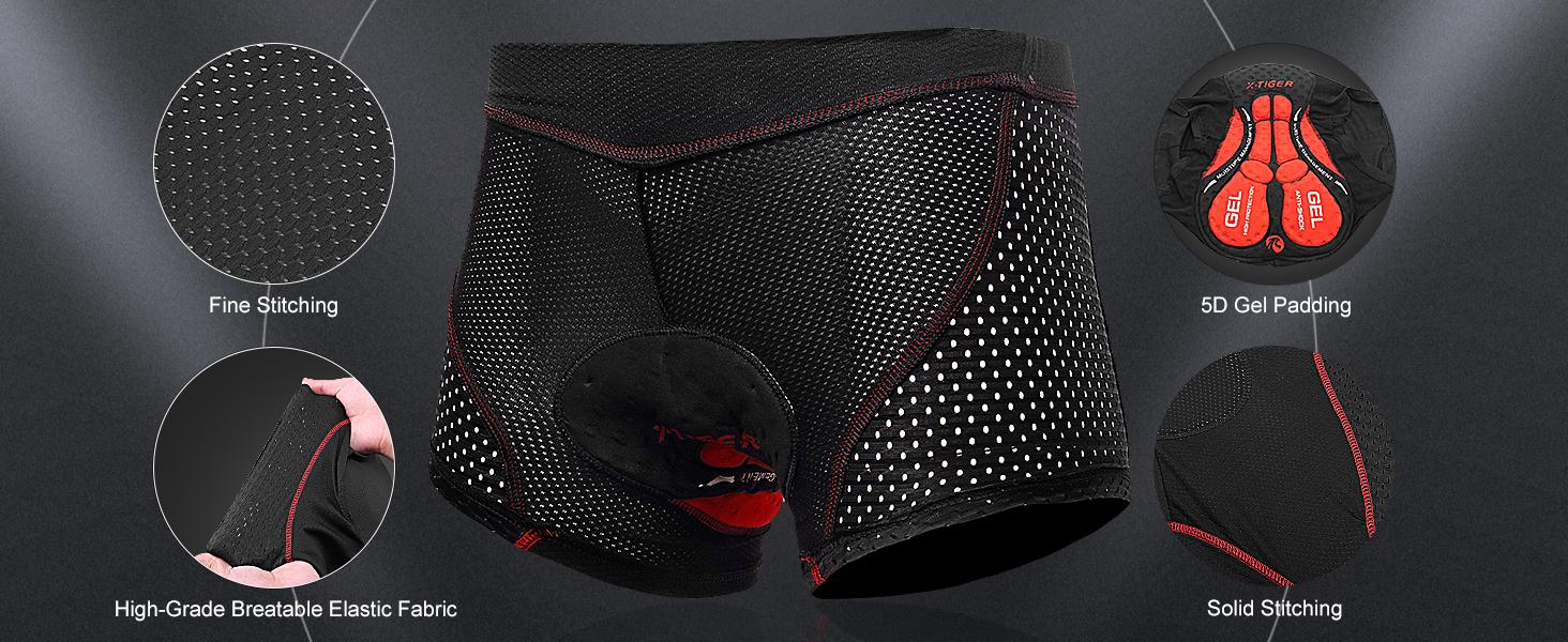 Men's Cycling Underwear Shorts 5D Padded Gel, MTB Biking Shorts Pants with Breathable, Adsorbent Design Men's Cycling Underwear Shorts 5D Padded Gel, MTB Biking Shorts Pants with Breathable, Adsorbent Design