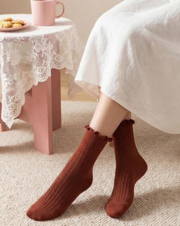 Ruffle  Womens 6 Pairs Cute Ankle Lettuce Edge Frilly Crew  for Bridal & Womenswear Comfortable & Stylish Colorblock Thermal Lined Women's Socks Over-the-Knee Compression Backless Bodysuit with Cup Kawaii Embroidered Floral Knee-High heatless curl