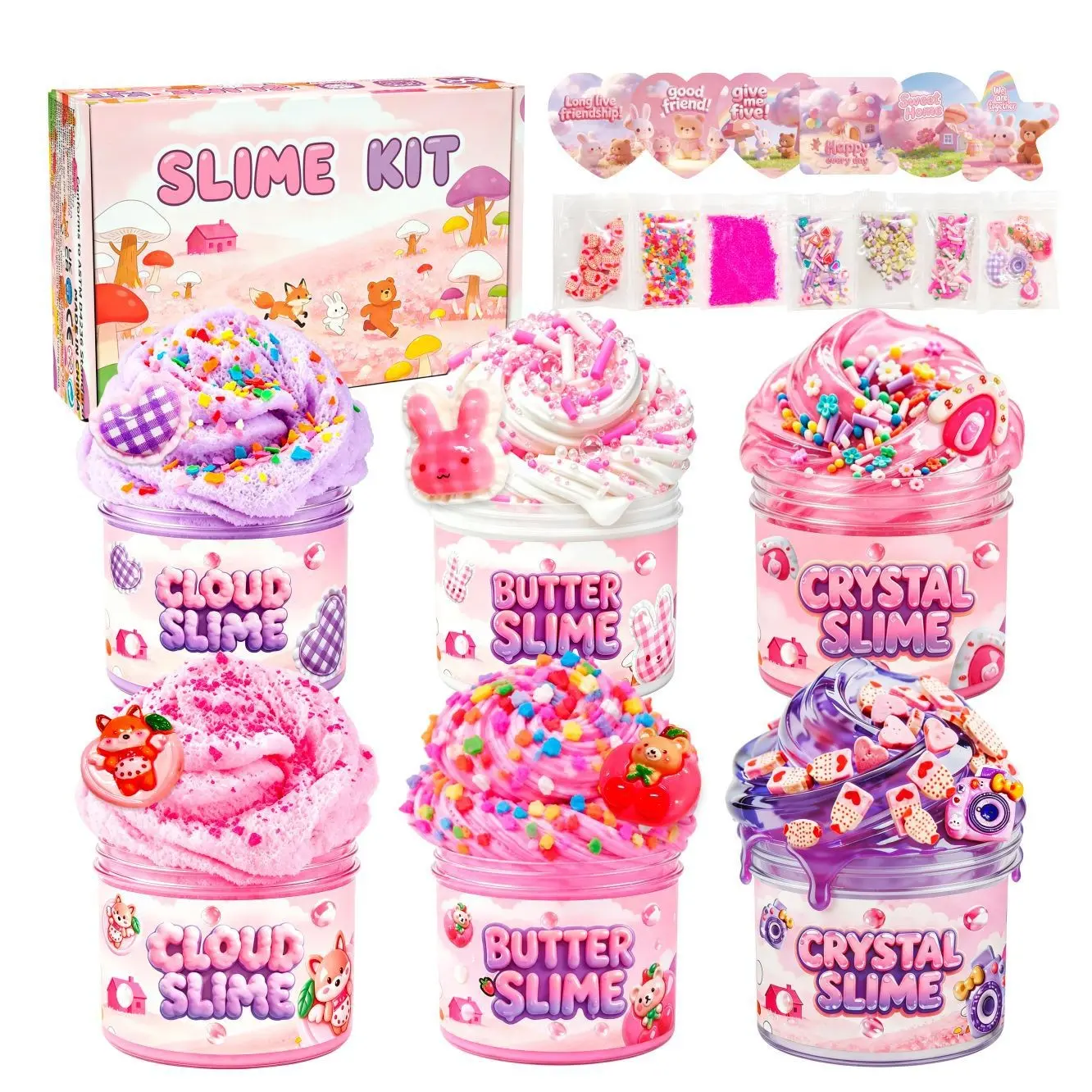 6pcs Slime Set - Sensory Slime Kids Set with Decorations, Butter Clay, Cloud Clay, Crystal Slime, Cloud Slime Kit for Kids 6 and Up, Party Supplies, Gift Bag Fillers