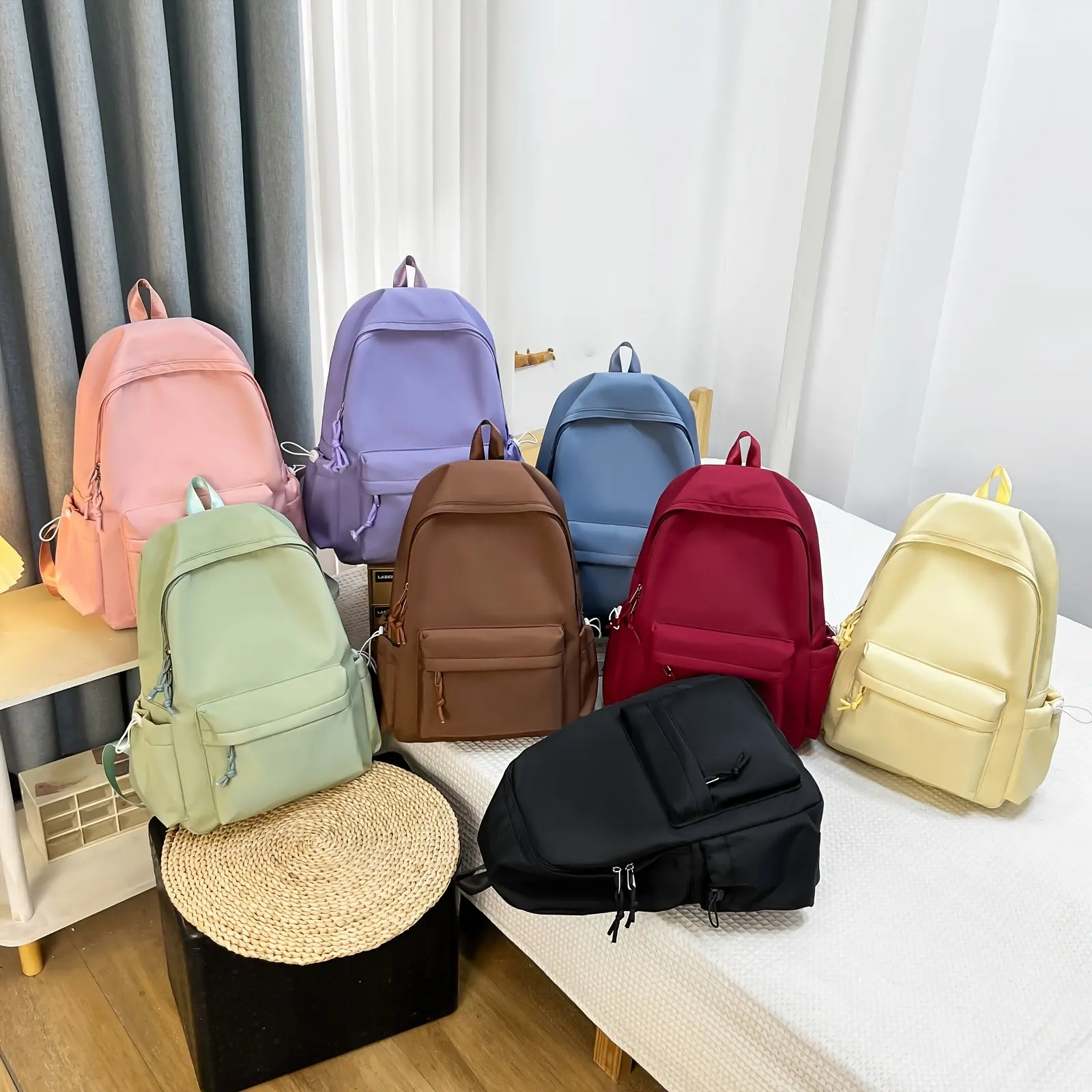 Versatile Timeless Nylon Backpack, High Aesthetic Value, Super Capacity, Essential for School and Outing, Pure Color Design