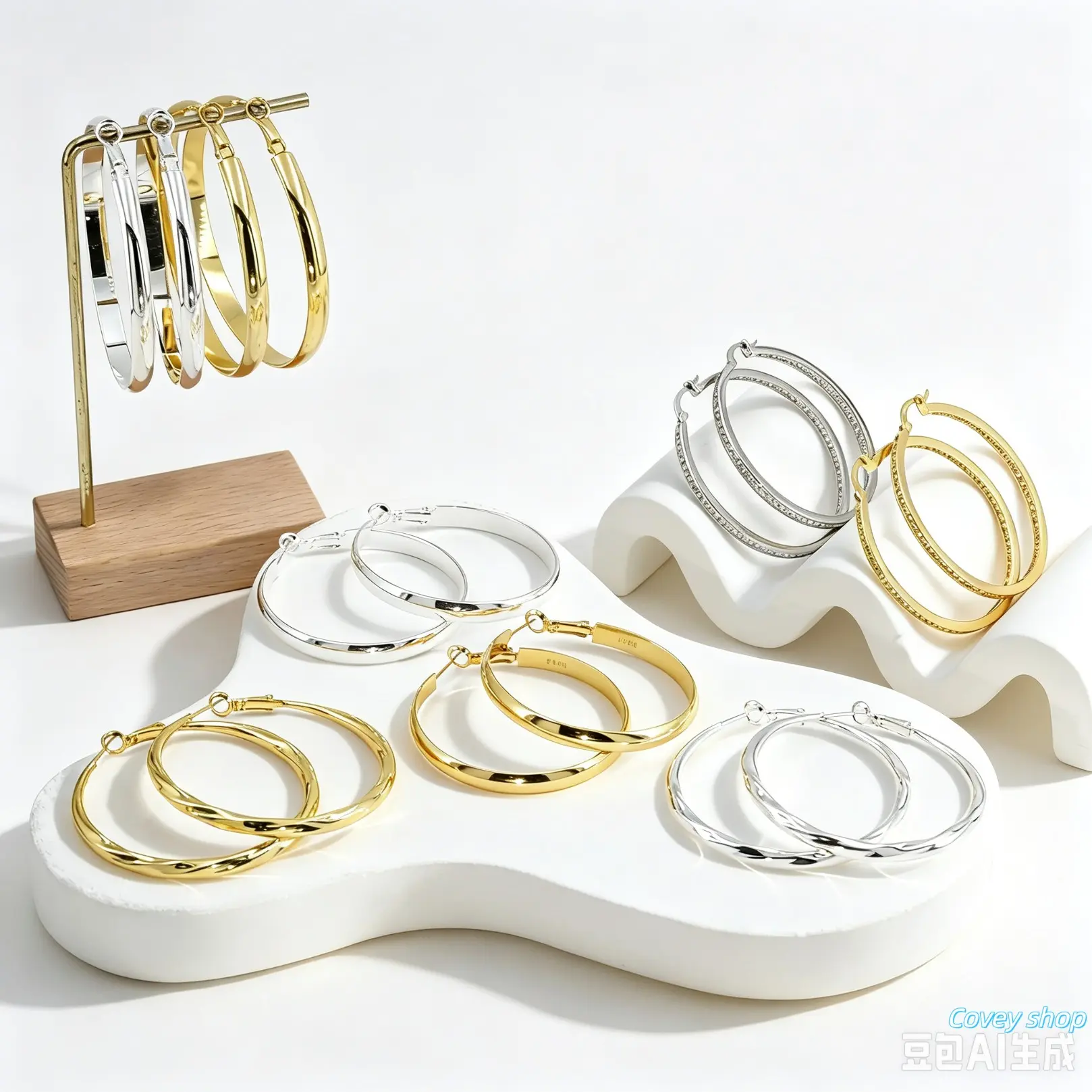 Multi‑Size Dual‑Tone Hoop Earrings, Gold & Silver Polished Statement Hoops, Lightweight Versatile Fashion Jewelry For Daily Party Dating Holiday Gifting For Her