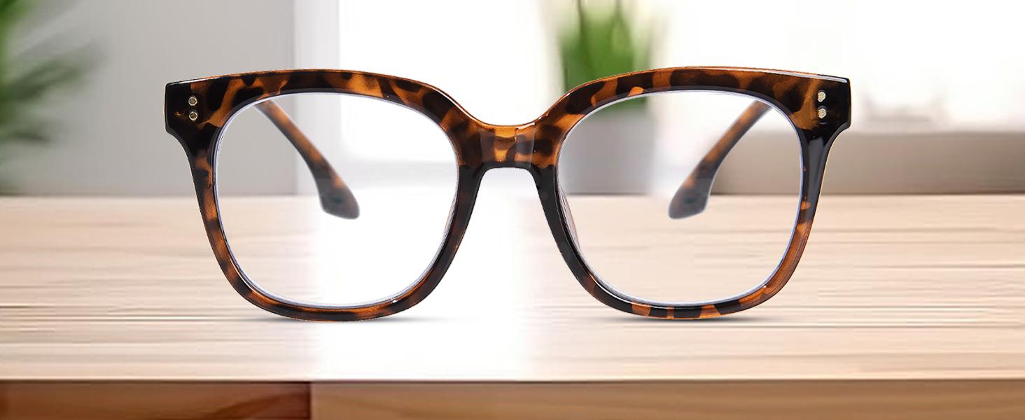 Progressive Multifocus Reading Glasses for Women Men Oversized Anti Blue Light Blocking Readers Square Eyeglasses