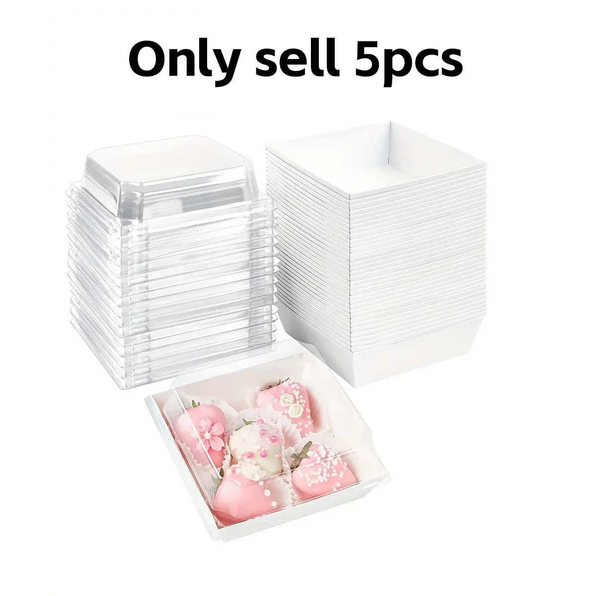 5-Pack Dessert Boxes with Transparent Lids, Oil-Resistant Kraft Paper, /, Ideal for Biscuits, Macarons, Cakes, Sandwiches, Weddings, Parties