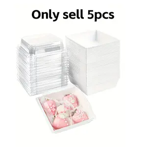 5-Pack Dessert Boxes with Transparent Lids, Oil-Resistant Kraft Paper, /, Ideal for Biscuits, Macarons, Cakes, Sandwiches, Weddings, Parties