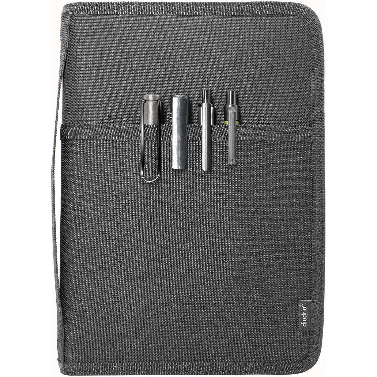 A5 Zipper Journal Notebook Cover with YKK Zipper for A5 Moleskine Cahier LEUCHTTURM Planners Sketchbook, Water Resistant, Refillable, Interior Pockets, Black