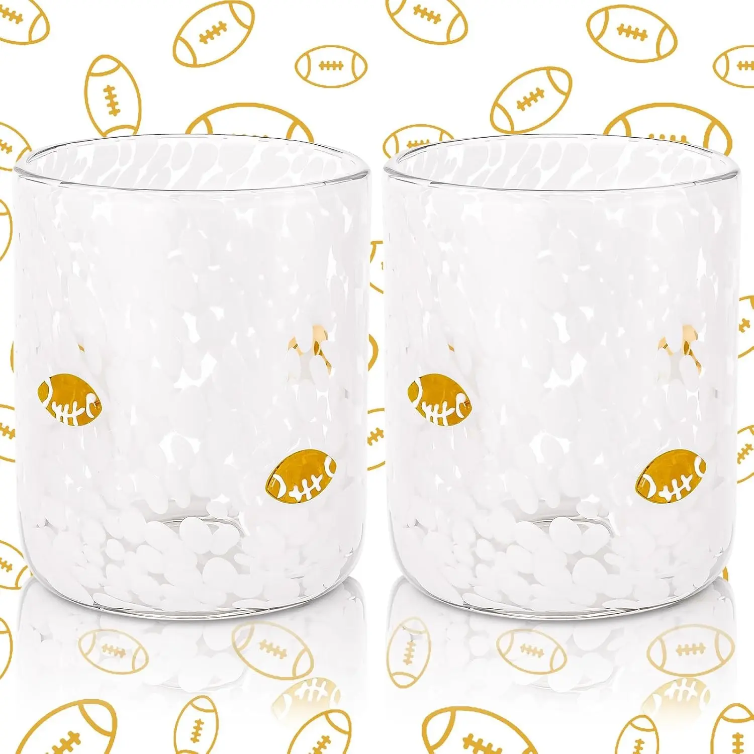 2 Pcs 14 oz Football Icon Juice Glass for Game Days Football | Football Reusable Stemless Icon Drinking Glasses Cups for Party Supplies Gift