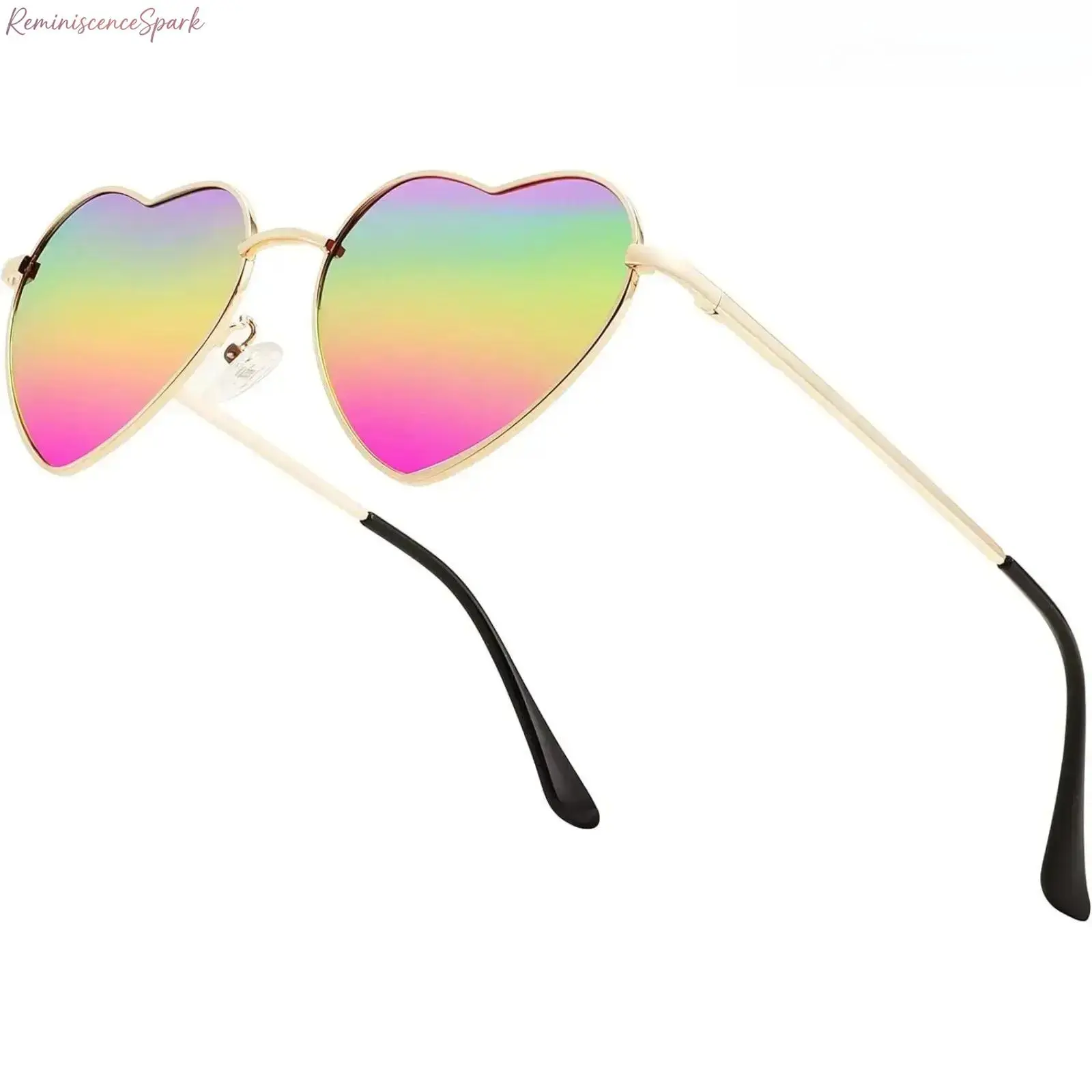 Unisex Polarized Heart Silhouette Sunglasses - Cute Look Metal Frame UV400 Glare Reduction Shades, Lightweight Sturdy Fashion Sports Eyewear, Party Wear Summer Accessory for Daily Outings