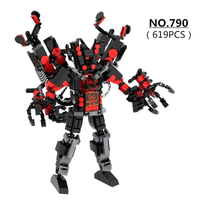 2026 New hot item  619pcs/set Skibidi Toilet Man Building Blocks Upgraded Version Of Titan Speaker King DIY Bricks Toys For Kids Christmas Gifts