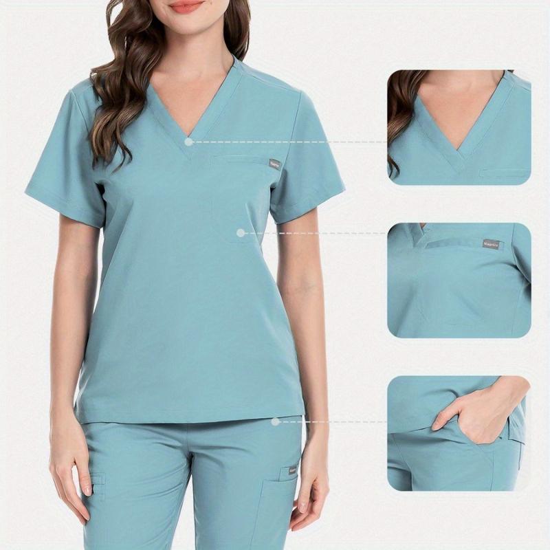 Elastic Clinic Beauty Salon Nurse Uniforms Large Size Men and Women Same Solid Color Work Clothes High Quality
