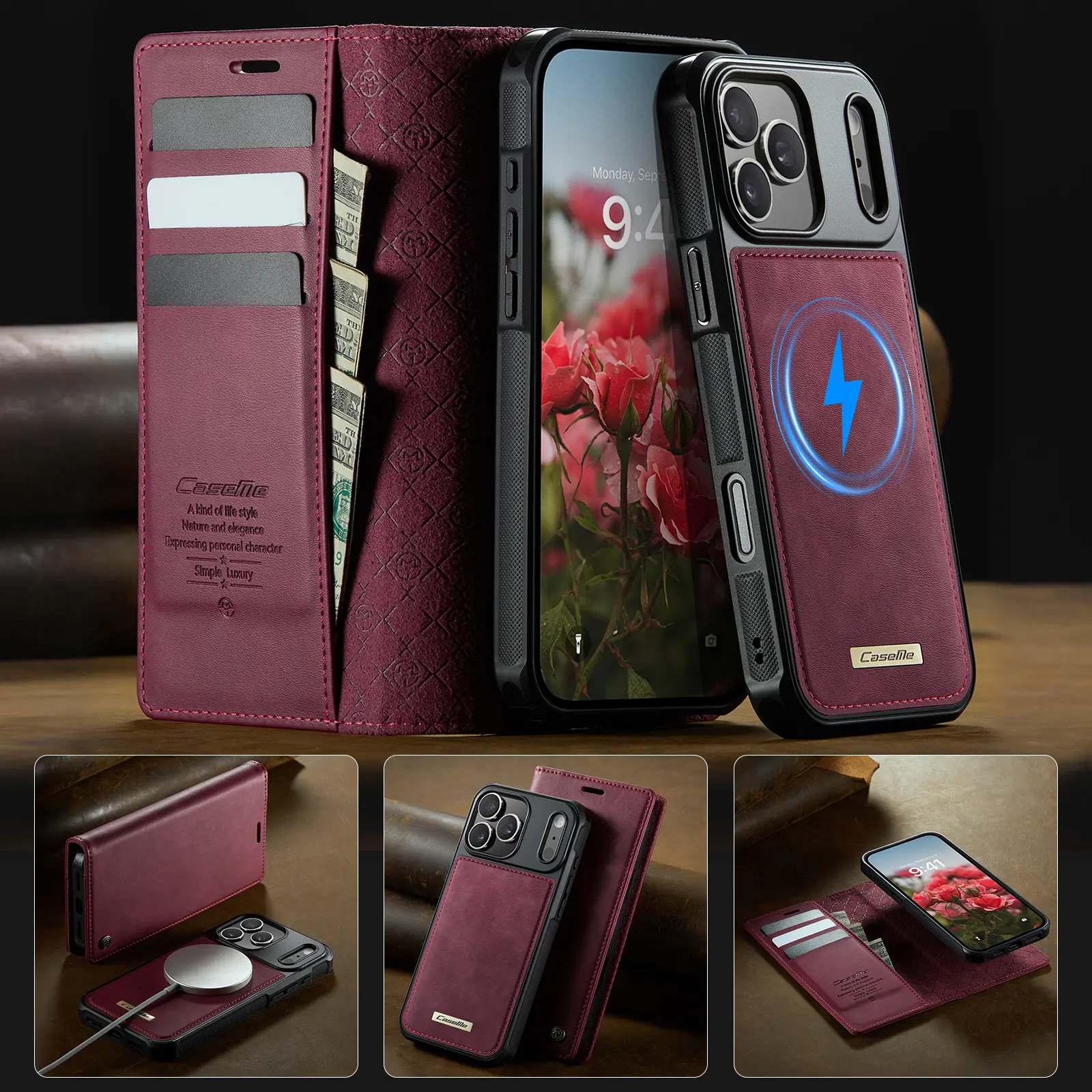 Compatible with Iphone 17 Air Leather Case Casing for Iphone17 Pro Max Luxury Flip Wallet Case Leather Card Phone Bags Cover