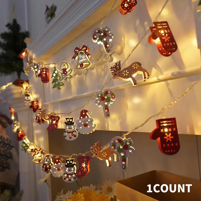 1 LED Christmas Decoration Light with Santa, Snowman, Candy Cane, Tree, Stocking, Snowflake, Iron Art Design for Holiday Atmosphere