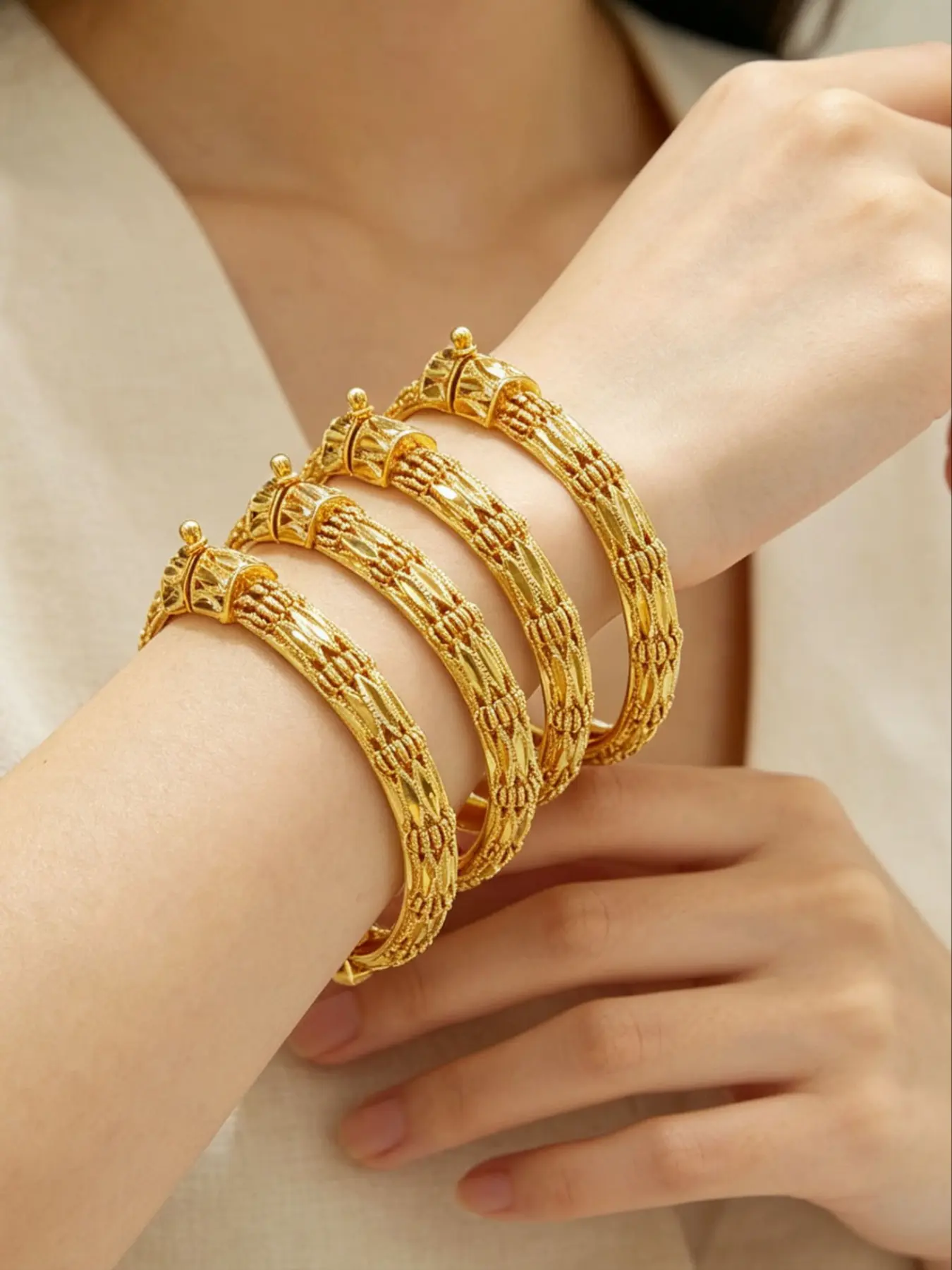 4 Pcs Copper Braided Openable Bracelets for Women, Perfect Party Wedding Valentine's Day Jewelry Gifts, Elegant Accessory Set