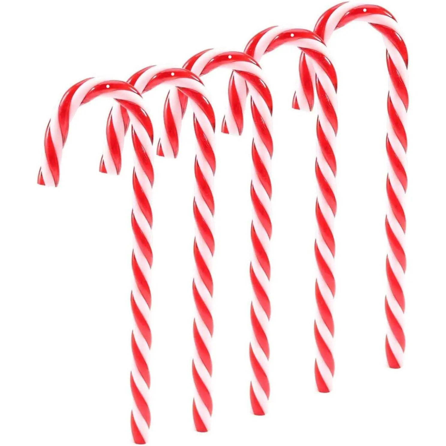 32-Count Red Plastic Christmas Candy Canes (15cm) with Elastic String, Modern Wall & Tree Decor for Xmas Crafts, Indoor & Outdoor Festive Ornaments