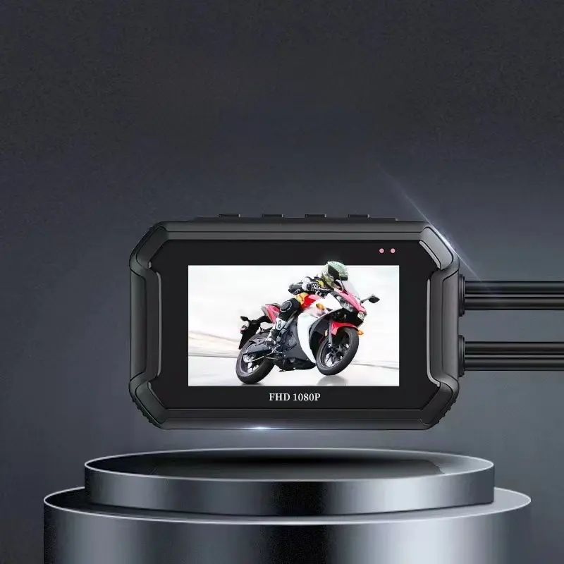 MT05 Compact WiFi Motorcycle Dash Cam with GPS, Dual 1080P Cameras, IP67 Body, Loop Recording, Mounting Kit for Riding Record, Dual Cameras
