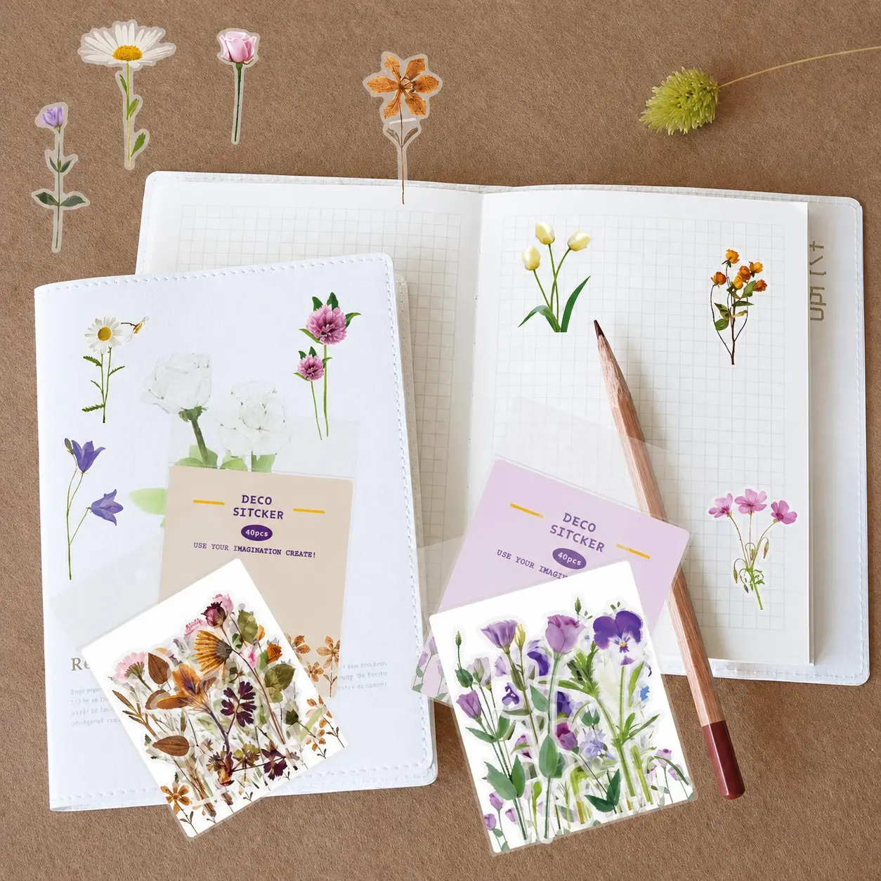 3/6 Packs Floral Stickers, 120/240 PCS Botanical Flower Decorative Stickers for Journaling, Scrapbooking, Planners, DIY Crafts & Scrapbooks