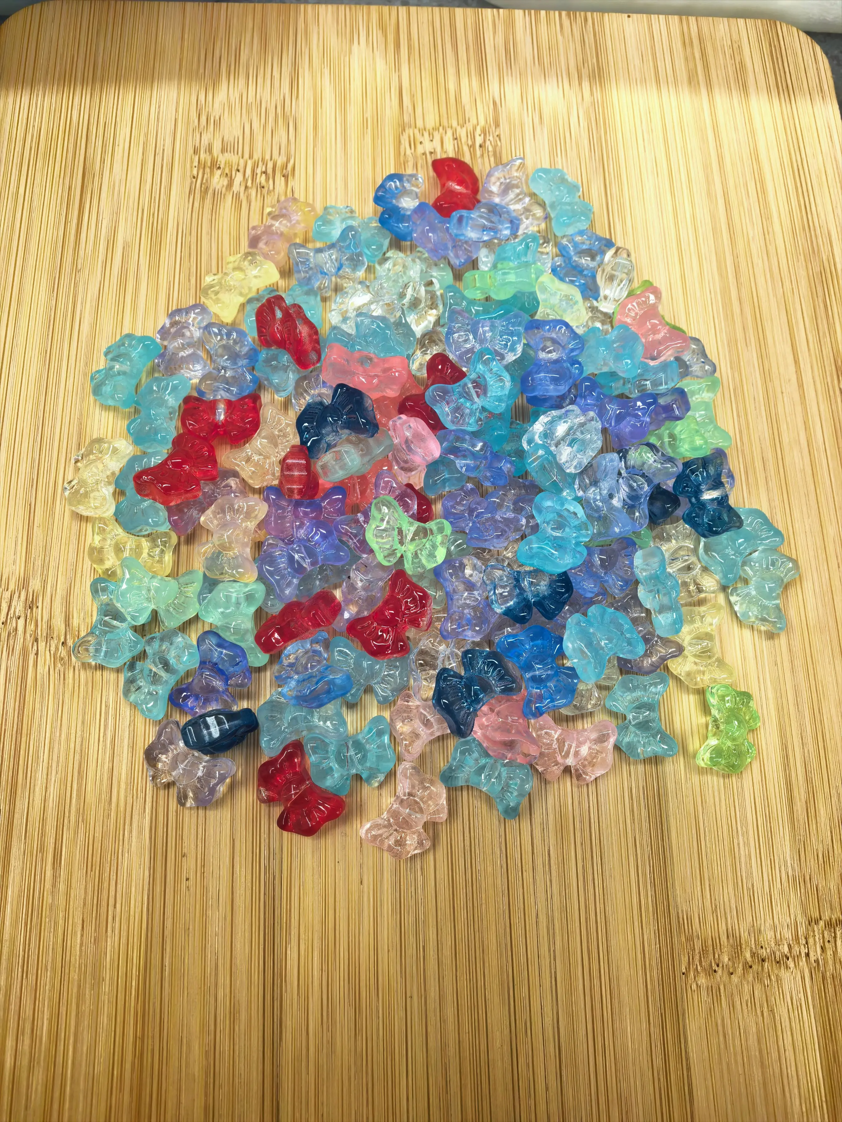 Colorful Glass Beads with Butterfly Knots, DIY Jewelry Making Supplies, Straight Hole Design, Handmade Craft Materials