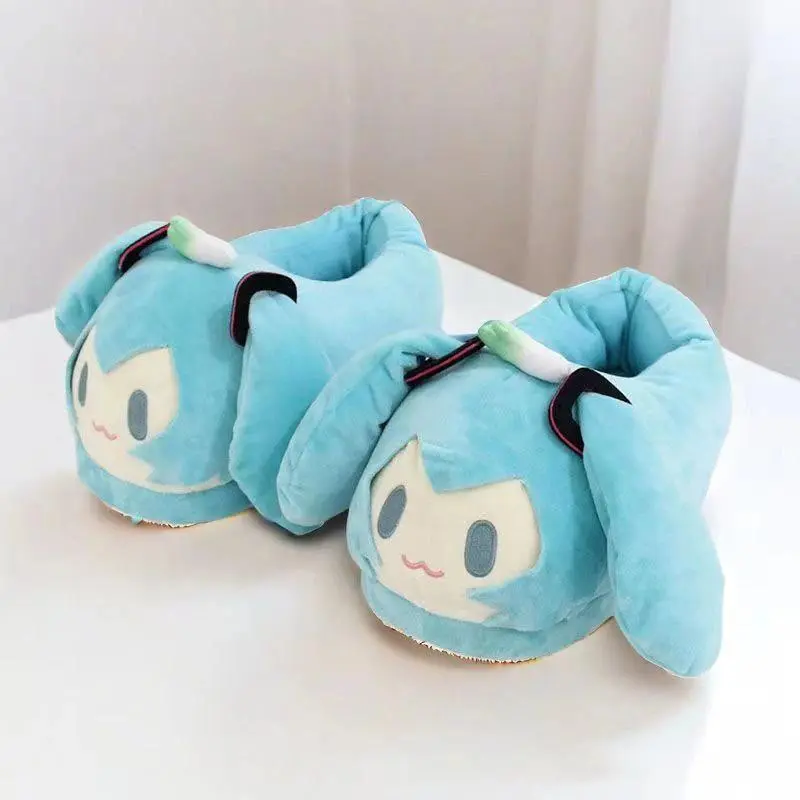 Kawaii Hatsune Miku Anime Cosplay Cotton Slippers Cute Anime Doll Shoes Winter Warm Cotton Slippers Home Shoes Cos Gift