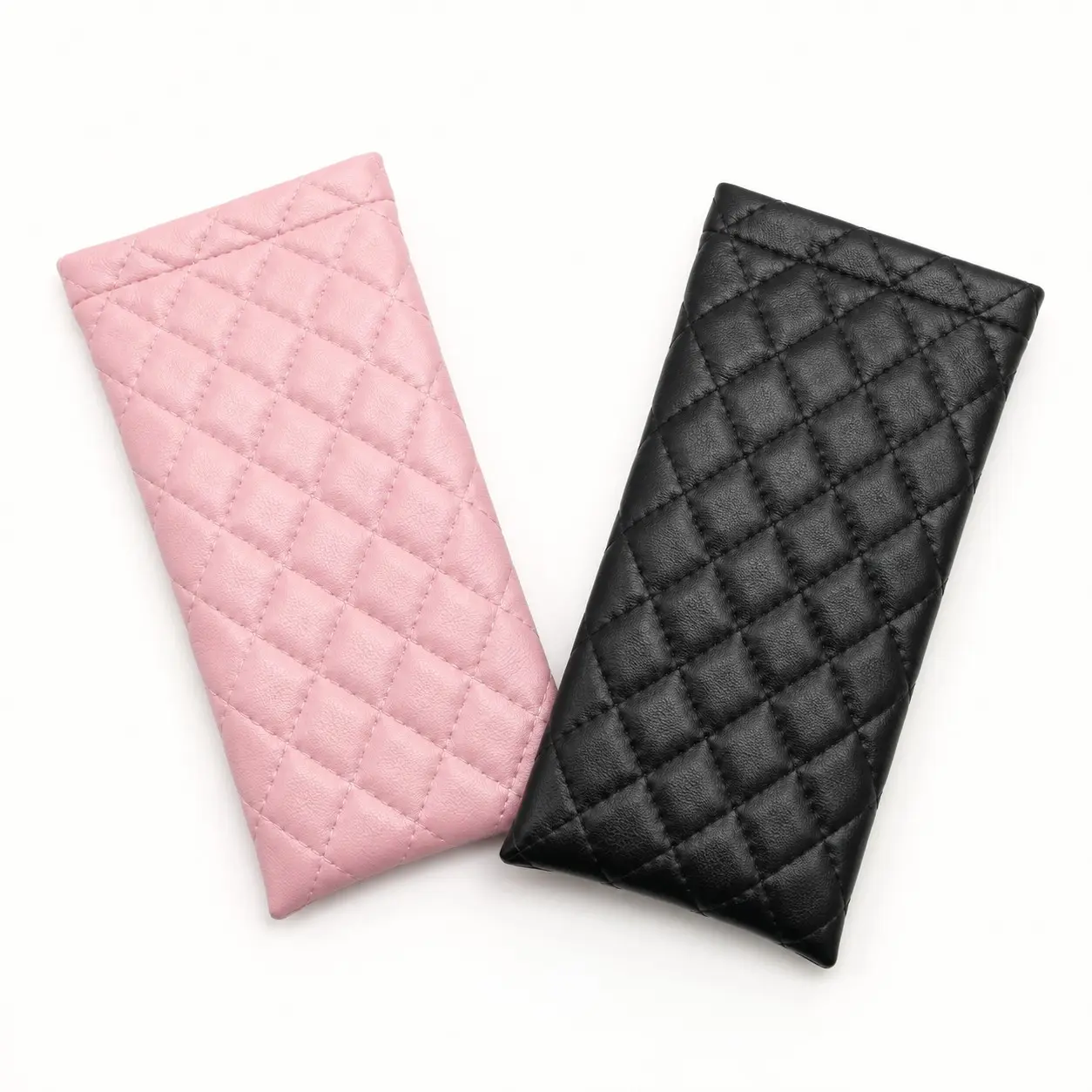 Women's Quilted Soft Eyewear Case, Fashion PU Leather Glasses Bag, Top Press Open, Lightweight Sunshade Holder, Anti-Scratch Storage Box