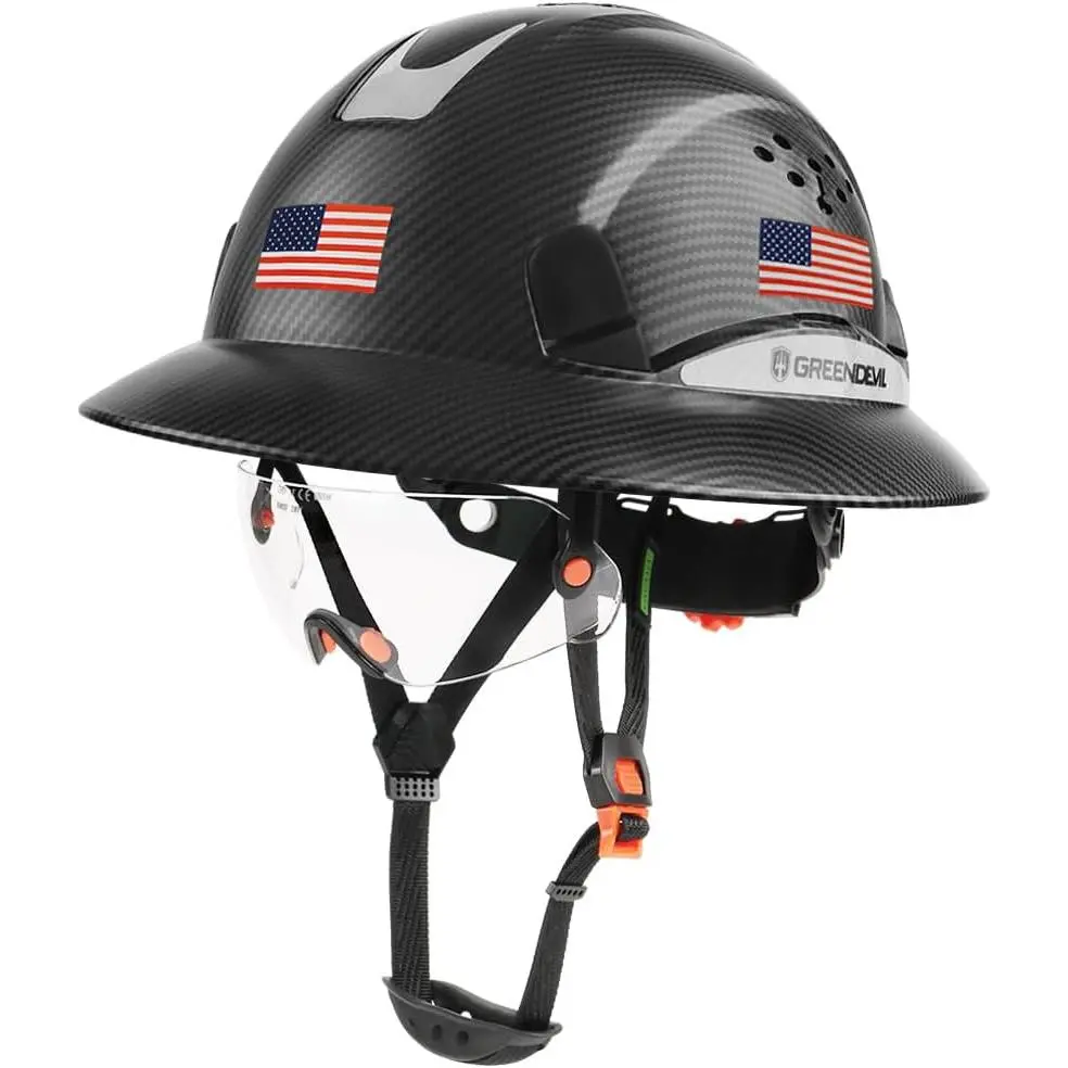 Full Brim Hard Hat Vented Construction Helmet OSHA Approved Cascos Construccion ABS Work Hardhat for Men&Women 6 Point Adjustable Ratchet Suspension Custom Pattern Design