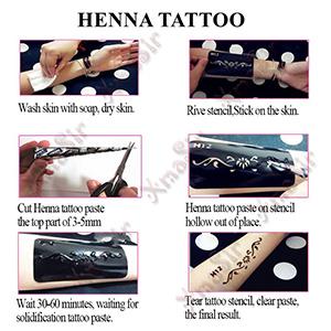 XMASIR 16 Sheets Temporary Henna Tattoo Kit, Reusable Tattoo Stencils Sets Indian Arabian Temporary Tattoo Templates Kit for Body Hand Art