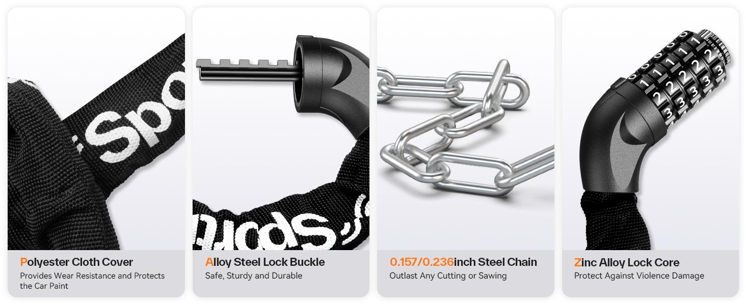 Bike Lock: 5 Digit Combination High Security Anti Theft Bike Chain Lock-3.2/3.6/4ft Heavy Duty Keyless Bicycle Lock for Bike, Motorcycle, Scooter, Door & Gate-4/6mm Thick, Easy to Use