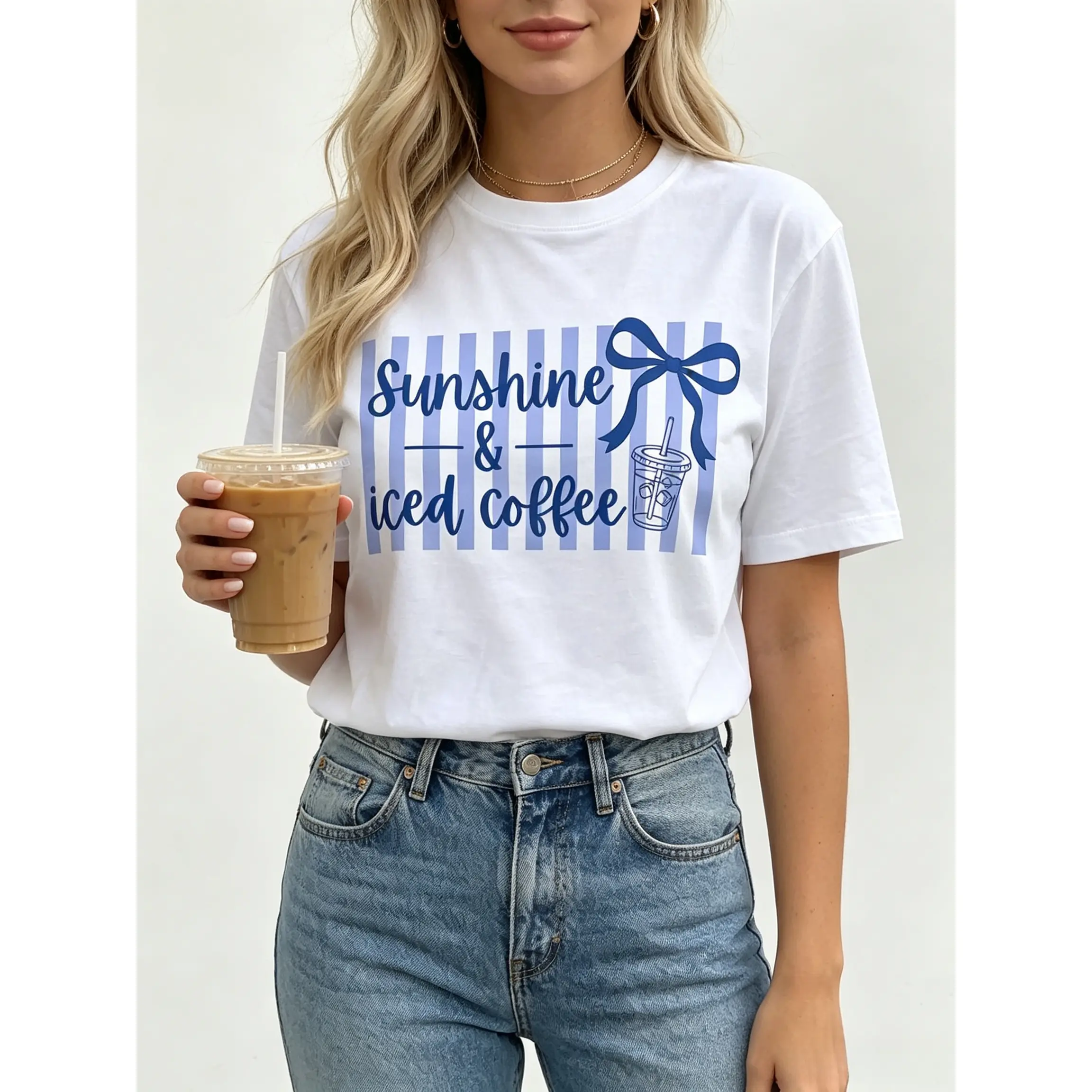 Iced Coffee and Sunshine Shirt, Iced Coffee TShirt, Coffee Lover Gift, Summer Graphic Tee, Summer Vibes Shirt, Coffee Shirt,