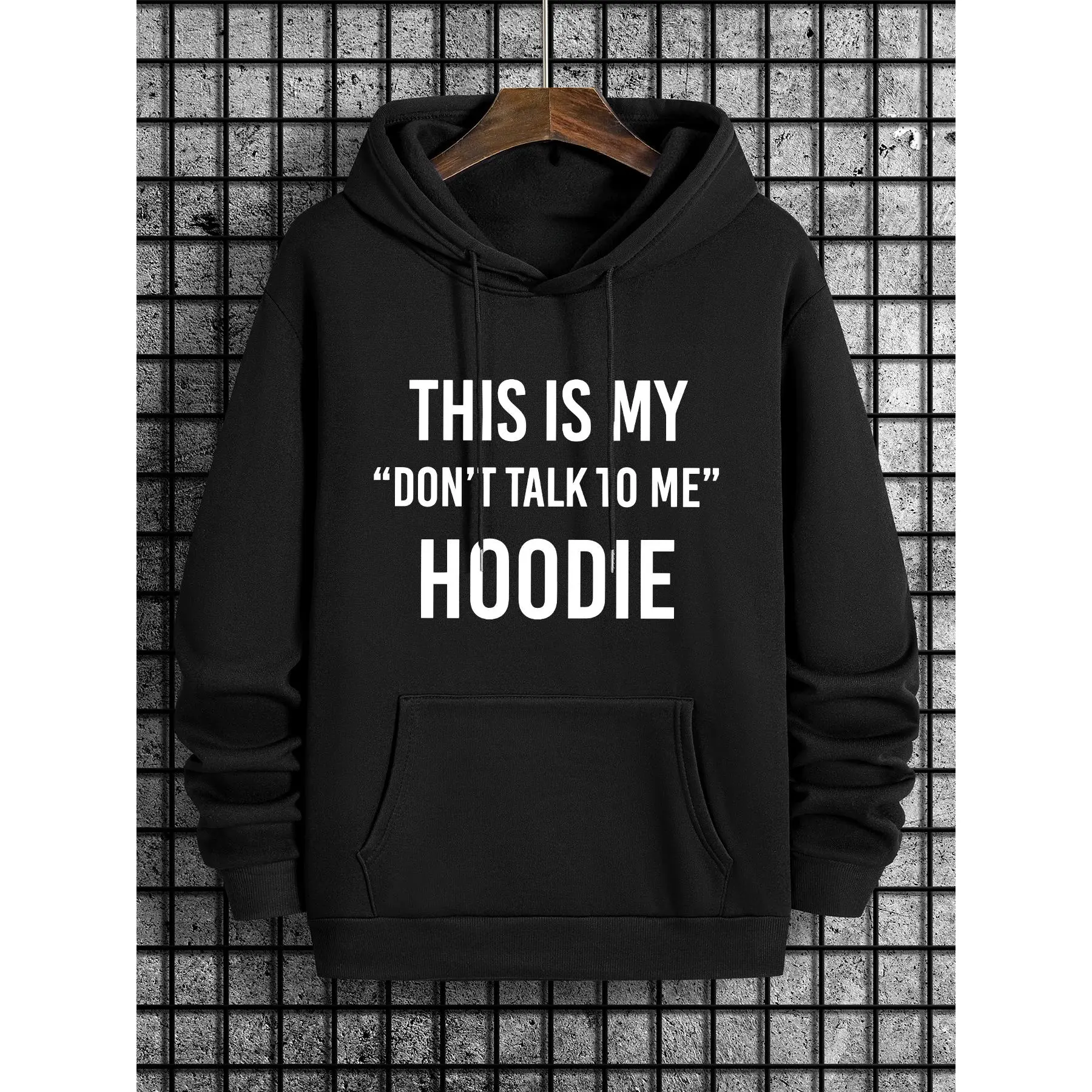 Unisex Oversized Black Sarcastic Text Hoodie Funny This Is My Don’t Talk To Me Graphic Pullover Minimal Bold Letter Print Casual Streetwear Sweatshirt For Introverts Men Women Daily Lazy Outfit