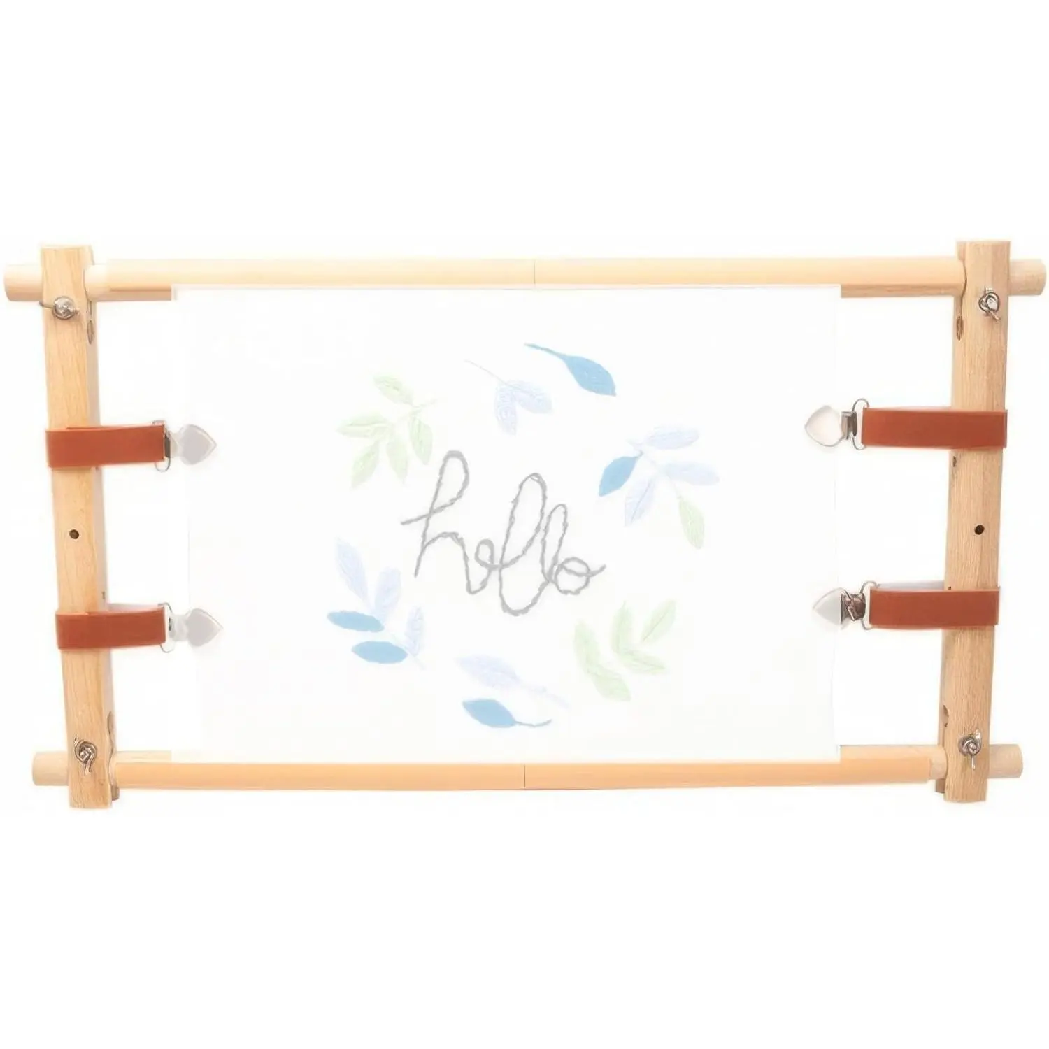 Adjustable Wooden Embroidery Frame 21" x 12", Rotating Scroll Stretcher for Cross Stitch, Tapestry, Punch Needle