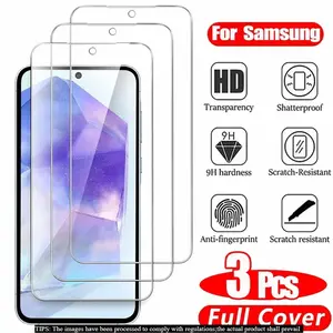 3PCS HD Tempered Glass For Samsung A17 A27 A37 A57 A16 A26 A36 A56 A55 A53 A54 A35 A25 A15 Screen Protector Protective Shield Samsung Galaxy S26 S25 S24 Ultra Cristal Templado S24 FE S23 S22 S21 Plus Protection Accessories Cover Protective Phone Cover
