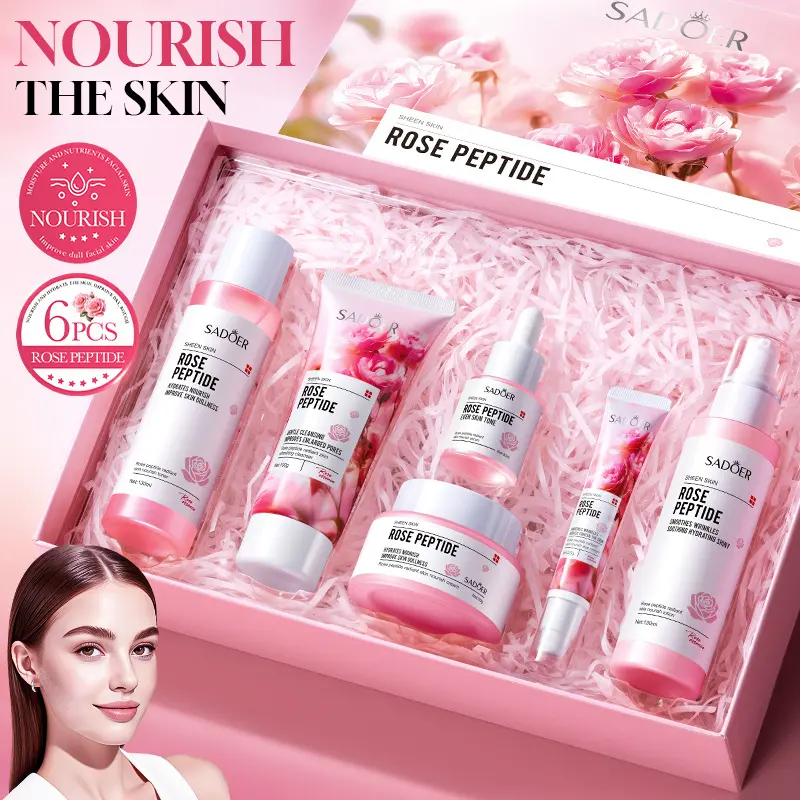Hydrating Moisturizing Rose Peptide 6pcs Skin Care Kit, Daily Skin Moisturizing, Revitalizing Nourishing, Ideal Gift for Her & Mother
