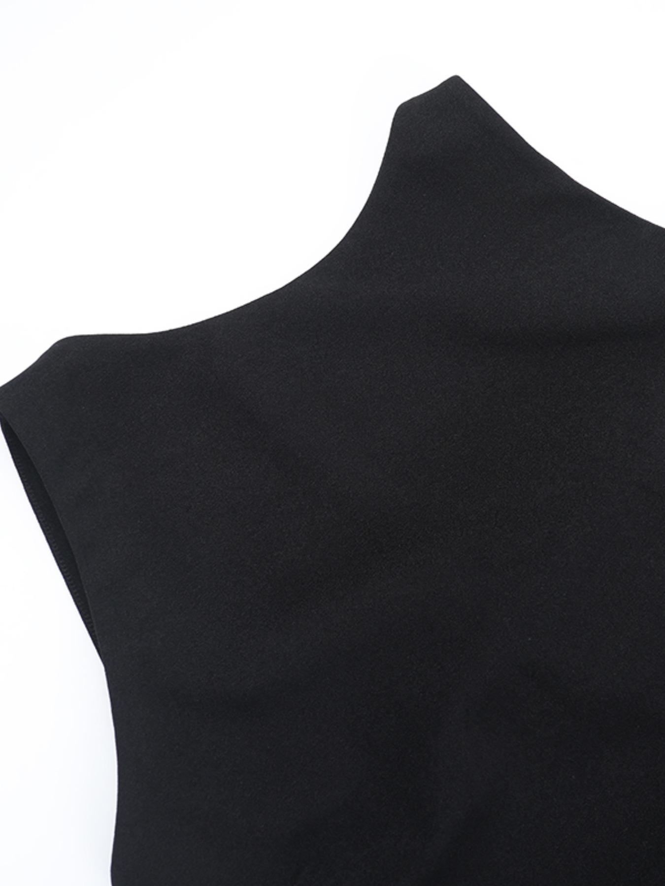 Women's One-Shoulder Sleeveless Mesh Patchwork Backless Dress, Tie Waist Summer Fashion, Elegant Party Wear, Casual Formal Daily, Womenswear