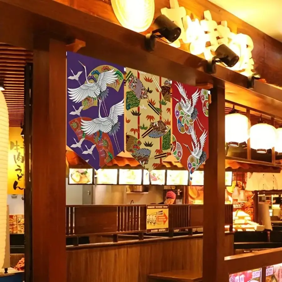 Japanese Style Door Curtain, Fabric Hanging Curtain for Living Room Kitchen, Partition Curtain for Izakaya Tea Room, Custom Short Curtain Decor