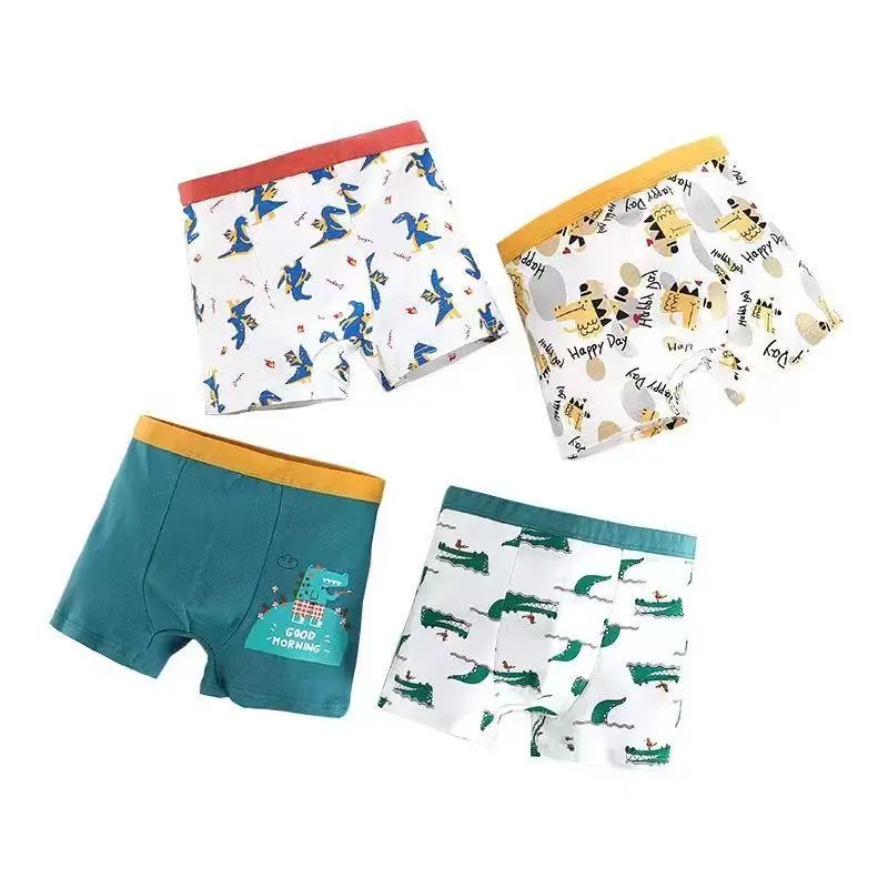 4-Pc Boys' Underwear Spring Autumn Mid-Big Kids Same Style Colorful Game Console  Pattern Briefs Casual Basic Style All-Season Thin Cartoon Underwear 3-12 Years Full Size Range Boys' Underwear Soft Breathable