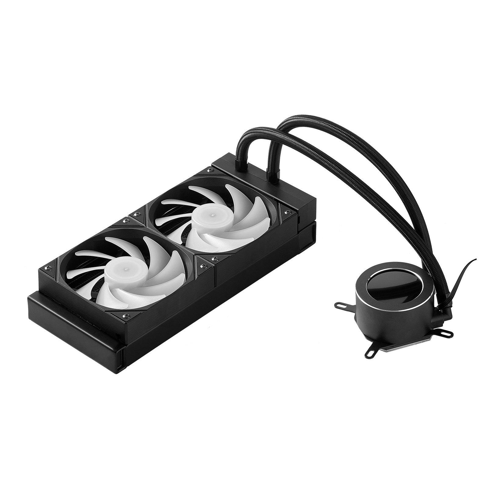 VEVOR CPU Liquid Cooler, AIO CPU Water Cooler - 120mm PWN Fans & Pump, Customizable Black PC Liquid Cooler with 2.1'' LCD Display & ARGB light, for Intel 115X/1366/2011/1700/1200, AMD AM4/AM5