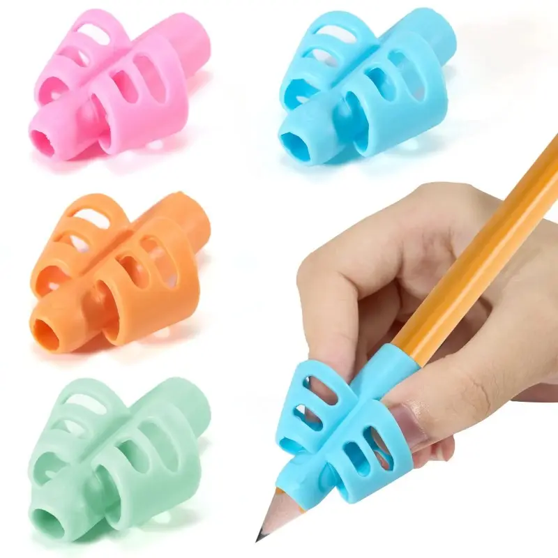 2026 New 5Pcs Soft Silicone Pencil Grips, Unisex Ergonomic Posture Aid Writing Tool, School Stationery Accessories, Fits Most Regular Pens, Corrects Wrong Pen-Holding Postures (Pencils Not Included)