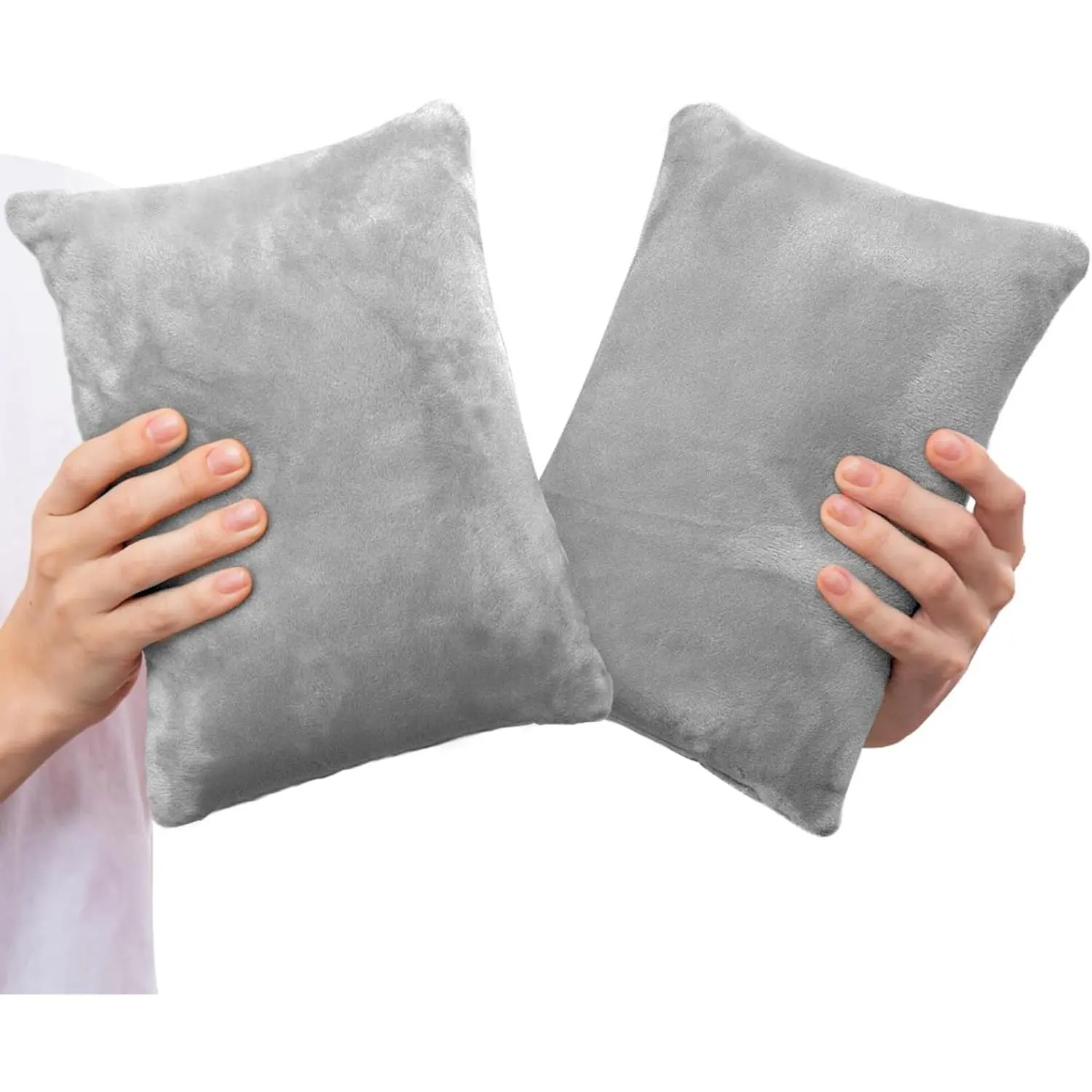 2 Pack Small Memory Foam Pillow 11 x 7 Inches for Travel, Sleeping, Nap, Neck, Knee, Lumbar Support, Tiny Cushion for Pets and Dogs (Grey)