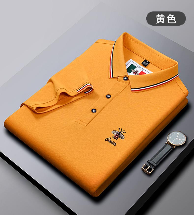 New Embroidered Bee Short Sleeve Lapel Polo Shirt High-end Trendy Brand Men's Top T-shirt