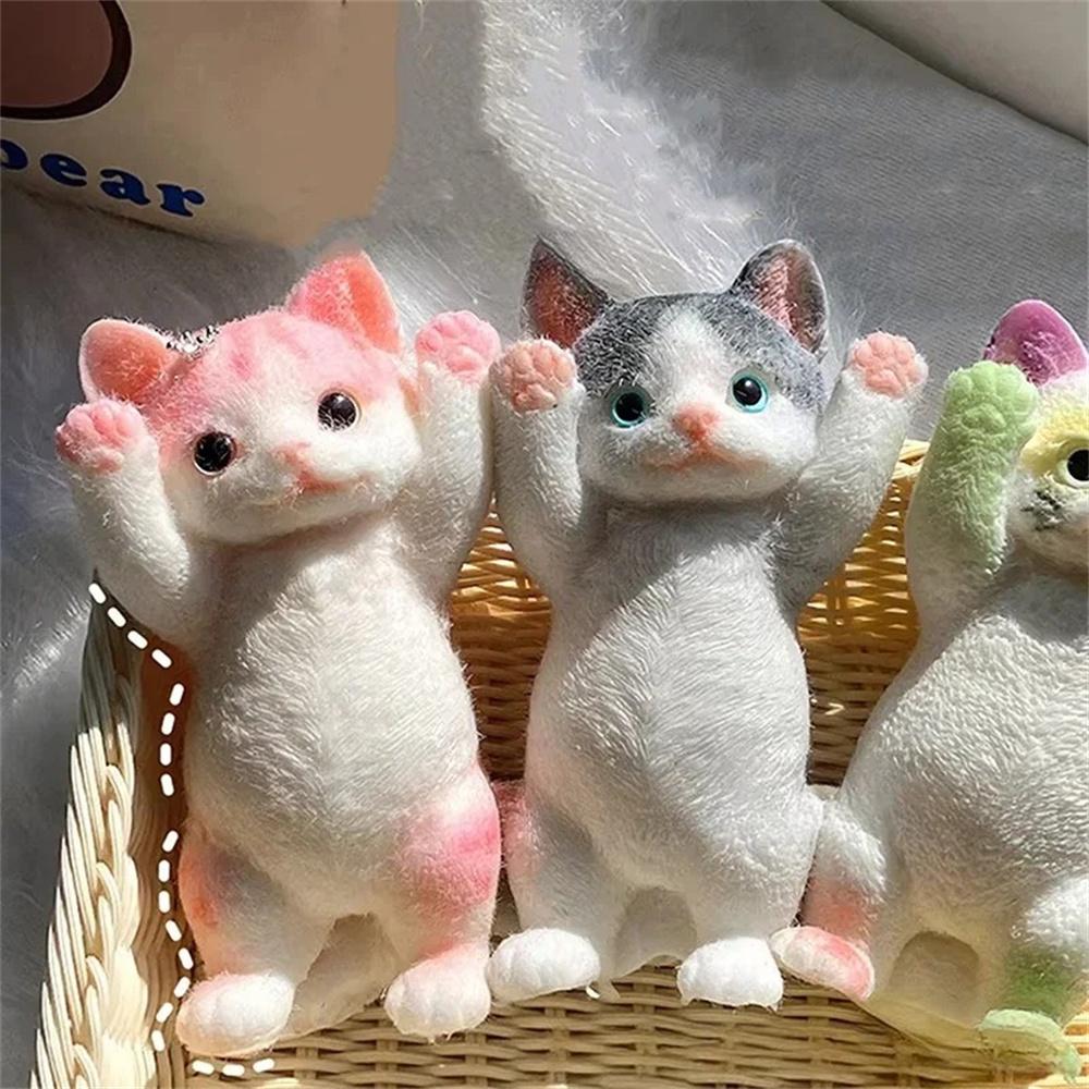 13CM Cute Taba Squishy Cat Fluffy Sticky Realistic Cat Stress Relieving Toy Simulation Cats Doll Squeeze Gift for Kids Adults