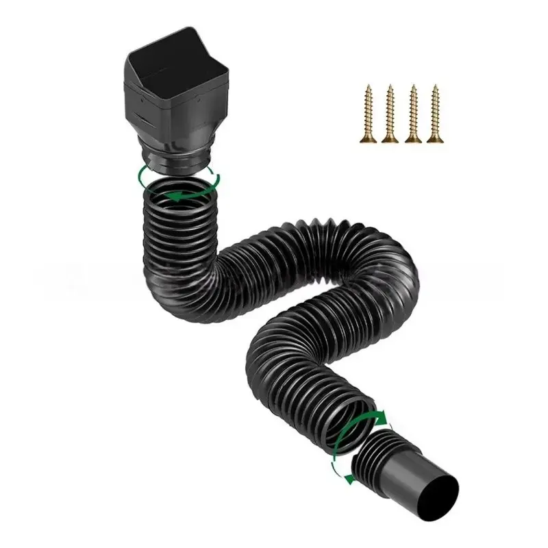 Upgrade Rainwater Drain Extension Tube, Abs+pe Foldable Wave Hose 21-62 Inches, Fits 4x3 Inch Downspout, Flexible Draining for Gardens, Expandable Garden Hose